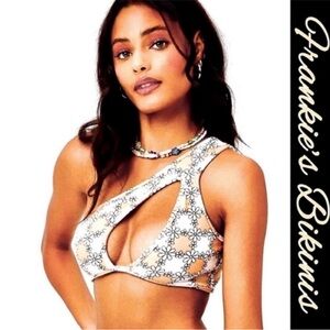 Frankie’s Bikinis Syd Top In Terry Nude Daisy NWT L